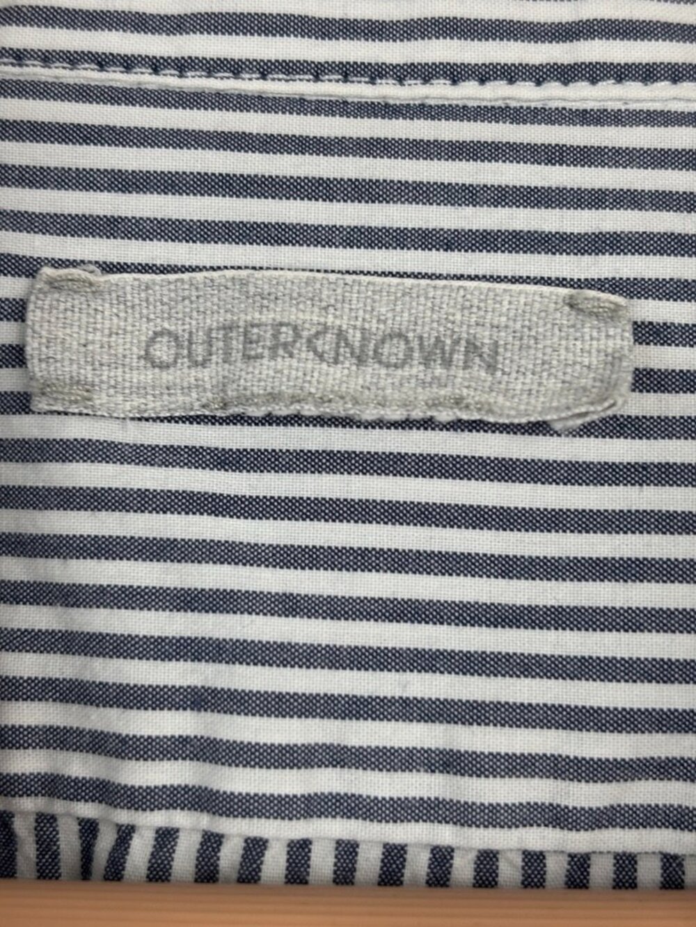 Outerknown 100% Organic Cotton Striped Button Down Shirt Women S Blue White Flaw - Picture 7 of 11